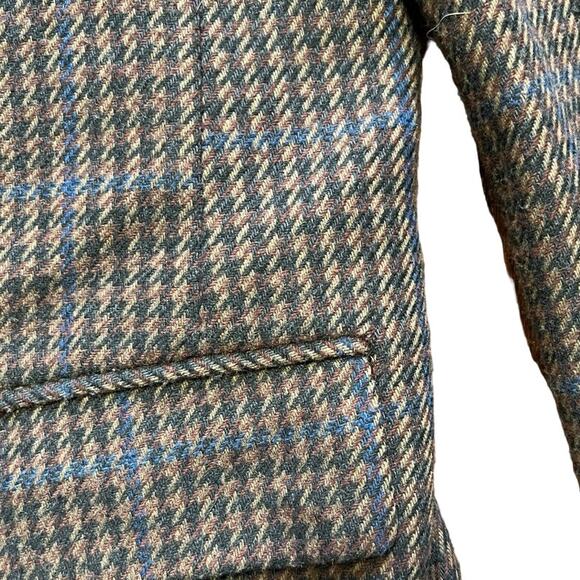 VTG KILMAINE Wool Blend Gun Club Plaid Sport Coat Jacket in Brown Navy SZ 44R - Picture 4 of 11